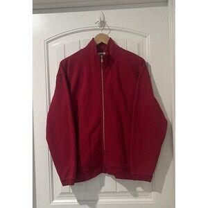 Women’s Red NORSPORT  Fleece Jacket Full Zip Vintage Turtleneck 100% Cotton Sz M